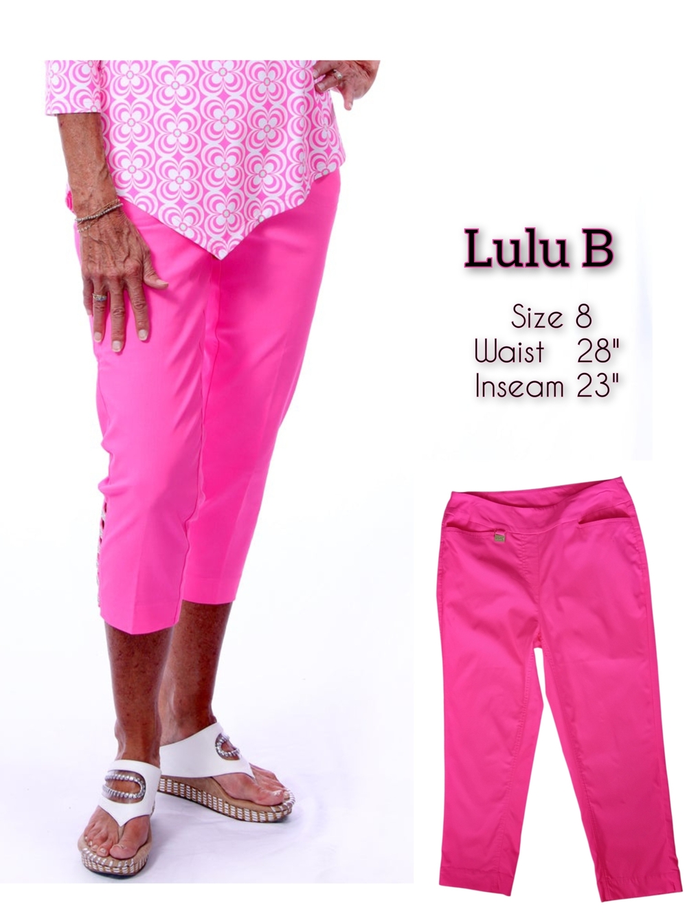 Lulu B Size 8 Hot Pink Crop Capris Pants Barbie